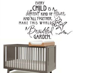 Every Child Is a Different Kind of Flower and All Together, Make This World a Beautiful Child Teen Vinyl Wall Decal Mural Quotes Words Ct007everychildvii   Wall Decor Stickers  