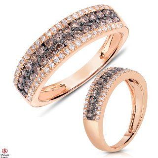 Dreamy1 1/10CTTW Brown and White Diamond Anniversary Band 14K Rose Gold: Jewelry