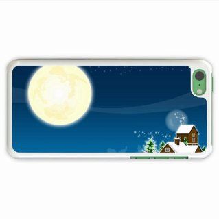 Diy Apple 5C Holidays Christmas Tree New Year House Moon Snow Of Love Gift White Case Cover For Everyone: Cell Phones & Accessories