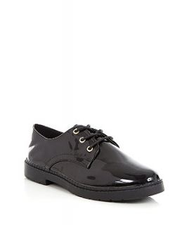 Wide Fit Black Patent Chunky Lace Up Shoes
