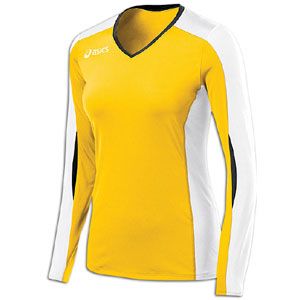 ASICS Roll Shot Long Sleeve Jersey   Womens   Volleyball   Clothing   Gold/White