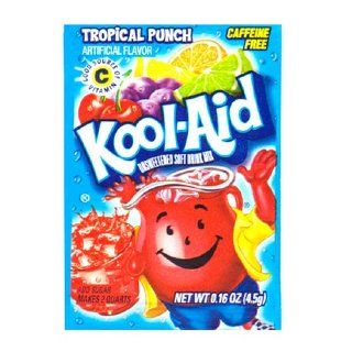 Kool Aid Tropical Punch Unsweetened Soft Drink Mix, 0.16 Ounce Envelopes (Pack of 48) : Powdered Soft Drink Mixes : Grocery & Gourmet Food