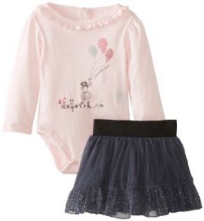 Calvin Klein Baby Girls Infant Bodysuit With Gray Skirt, Pink, 24 Months: Clothing