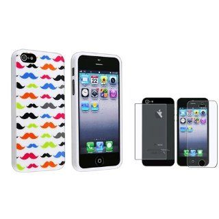 eForCity Colorful Mustaches TPU Rubber Case with FREE 2 LCD Kit (Front & Back) Anti Glare Screen Cover compatible with Apple® iPhone® 5 / 5S: Cell Phones & Accessories
