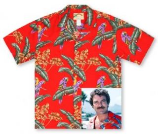 Paradise Found Jungle Bird Red Tom Selleck Magnum PI Hawaiian Shirt at  Mens Clothing store