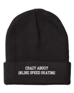 Fastasticdeal Crazy About Inline Speed Skating Embroidered Beanie Cap: Clothing