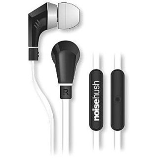 NoiseHush NX80 11971 Earbud Headphones with Mic, White and Black