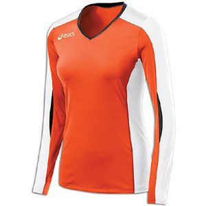 ASICS Roll Shot Long Sleeve Jersey   Womens   Volleyball   Clothing   Orange/White