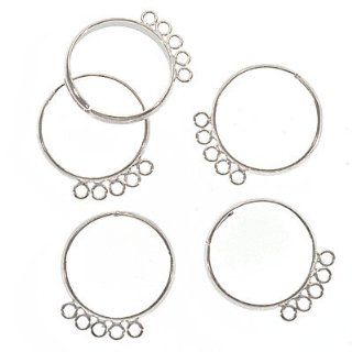Silver Plated Five Loop Beading Rings Adjustable (x5)