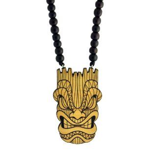 Swaggwood Tiki Totem Mask Pendant Maple All Natural Wood Necklace Made in the USA: Jewelry
