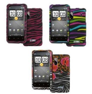 EMPIRE HTC EVO Design 4G 3 Pack of Snap on Case Covers (Hot Pink Zebra, Multi Zebra, Orchid Safari): Cell Phones & Accessories