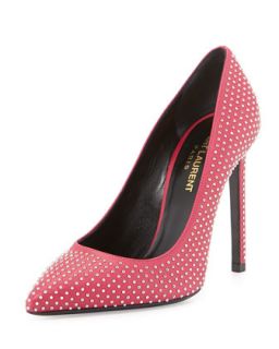 Paris Studded Pointed Toe Pump, Pink/Silver   Saint Laurent   Pink/Silver (6