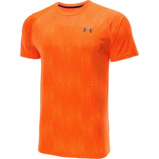 UNDER ARMOUR Mens UA Tech Embossed HeatGear T Shirt   Size Small, Blaze/vivid