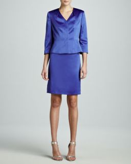 Womens Three Quarter Sleeve Modern Skirt Suit   Albert Nipon   Royal purple (4)