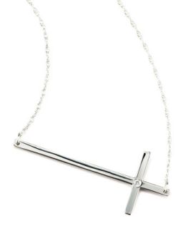 Diamond Cross Necklace   Jennifer Zeuner   Silver