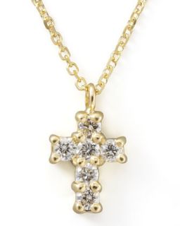 Small Diamond Cross Pendant Necklace, Yellow Gold   KC Designs   Gold