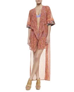 Womens Mary Mack Georgette Kimono Coverup   Maaji   Pink (LARGE)