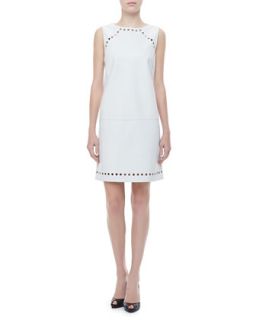 Womens Dot Cutout Leather Dress, Off White   Escada   Open off white (40)