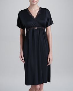 Womens Scarlett Lace Trim Jersey Gown   Hanro   Black (X SMALL)