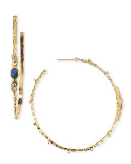 Sculpted 18k Opal Diamond Sapphire Hoop Earrings   Armenta   Gold (18k )