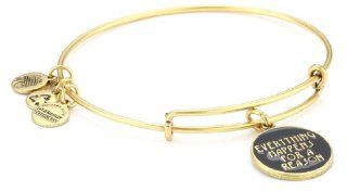 Alex and Ani Words are Powerful "Everything Happens For A Reason" Rafaelian Gold Finish Bangle Bracelet Alex And Ani Charms Jewelry