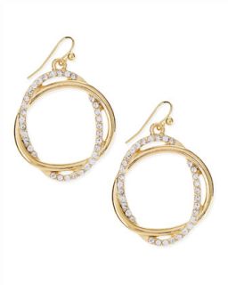 Pave Crystal Golden Interlocked Loop Earrings   Panacea   Gold