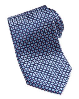 Mens Square Pattern Silk Tie, Blue/Pink   Charvet   Blue/Pink