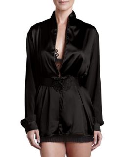 Womens Noche De Viento Short Robe, Black   La Perla   Onyx (LARGE)