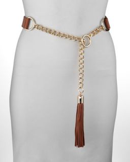 Chain Leather Tassel Belt, Rust   Suzi Roher   Cuoio/Rust (MEDIUM/30)