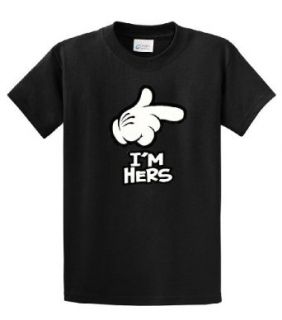 Cartoon Hand, I'm Hers Men's T shirt, Funny New Mickey Hand Pointing I'm Hers Design Men's Tee Clothing