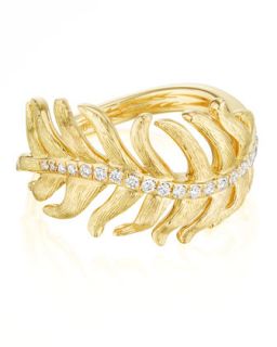 Phoenix 18k Yellow Gold Diamond Feather Ring   Mimi So   Yellow (6)