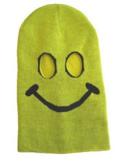 Adult Size Smiley Face Knit Bank Robber Disguise Mask Yellow Has Cut Out Holes For Your Eyes Ski Clothing