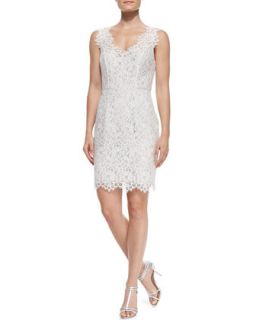 Womens Sleeveless Lace Overlay Cocktail Dress   Shoshanna   Ivory floral (8)