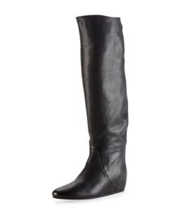 Leather Hidden Wedge Knee Boot, Black   Lanvin   Black (39.5B/9.5B)