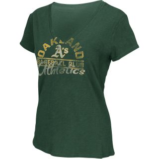 G III Womens Oakland Athletics Football Logo Slub V Neck Short Sleeve T Shirt  