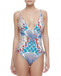 Womens Maddy Deep V Floral Print Maillot   MARC by Marc Jacobs   Whisper white