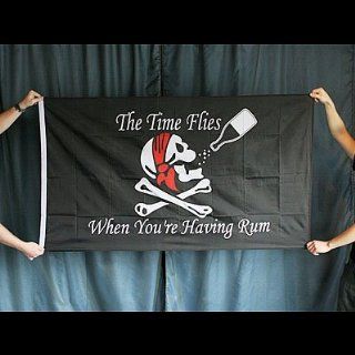 Pirate Flag "The Time Flies When You're Having Rum" 3 feet x 5 feet : Boat Flags : Sports & Outdoors