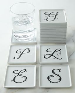 Four Monogrammed Coasters   K