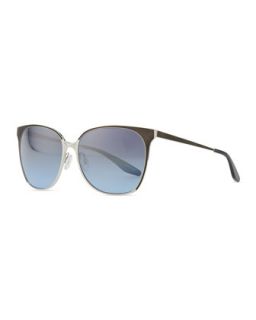 Edie Metal/Enamel Sunglasses, Silver/Blue   Barton Perreira   Silver
