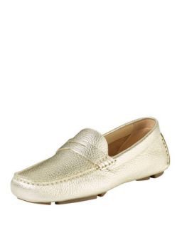 Trillby Metallic Leather Driver, Soft Gold   Cole Haan   Soft gold (36.5B/6.5B)