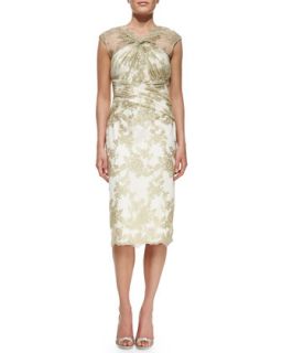 Womens Cap Sleeve Lace Overlay Cocktail Dress   Badgley Mischka Collection  