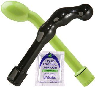His & Hers Green & Black Waterproof 8 inch Multi speed G Spot & Prostate Massagers Kit! LifeStyles Lube Edition: Health & Personal Care