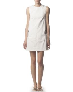 Womens Zipper Pocket Cotton Tunic Dress, White   Acne Studios   White (38)