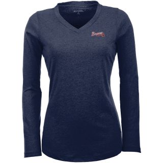 Antigua Atlanta Braves Womens Flip Long Sleeve V neck T Shirt   Size: Small,