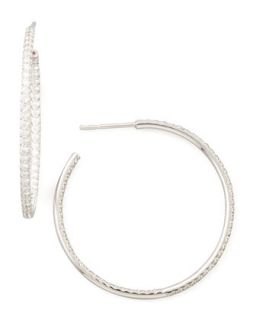 35mm White Gold Diamond Hoop Earrings, 1.1ct   Roberto Coin   White (1ct ,35mm ,