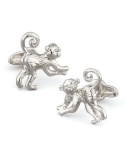 Mens Monkey Sterling Silver Cuff Links   Robin Rotenier   Silver