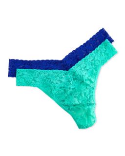 Womens Original Rise Lace Thong, Blue Lagoon   Hanky Panky   Blulag (ONE SIZE)