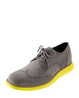 Mens LunarGrand Wing Tip, Gray/Yellow   Cole Haan Collection   Yellow (12)