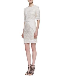 Womens Embroidered Lace Cocktail Dress   Monique Lhuillier   Silk white (8)