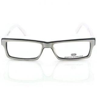 Pensee Eyeglasses Rectangle Black White Square Wayfarer Optical Frame 55mm Demo Lens: Clothing